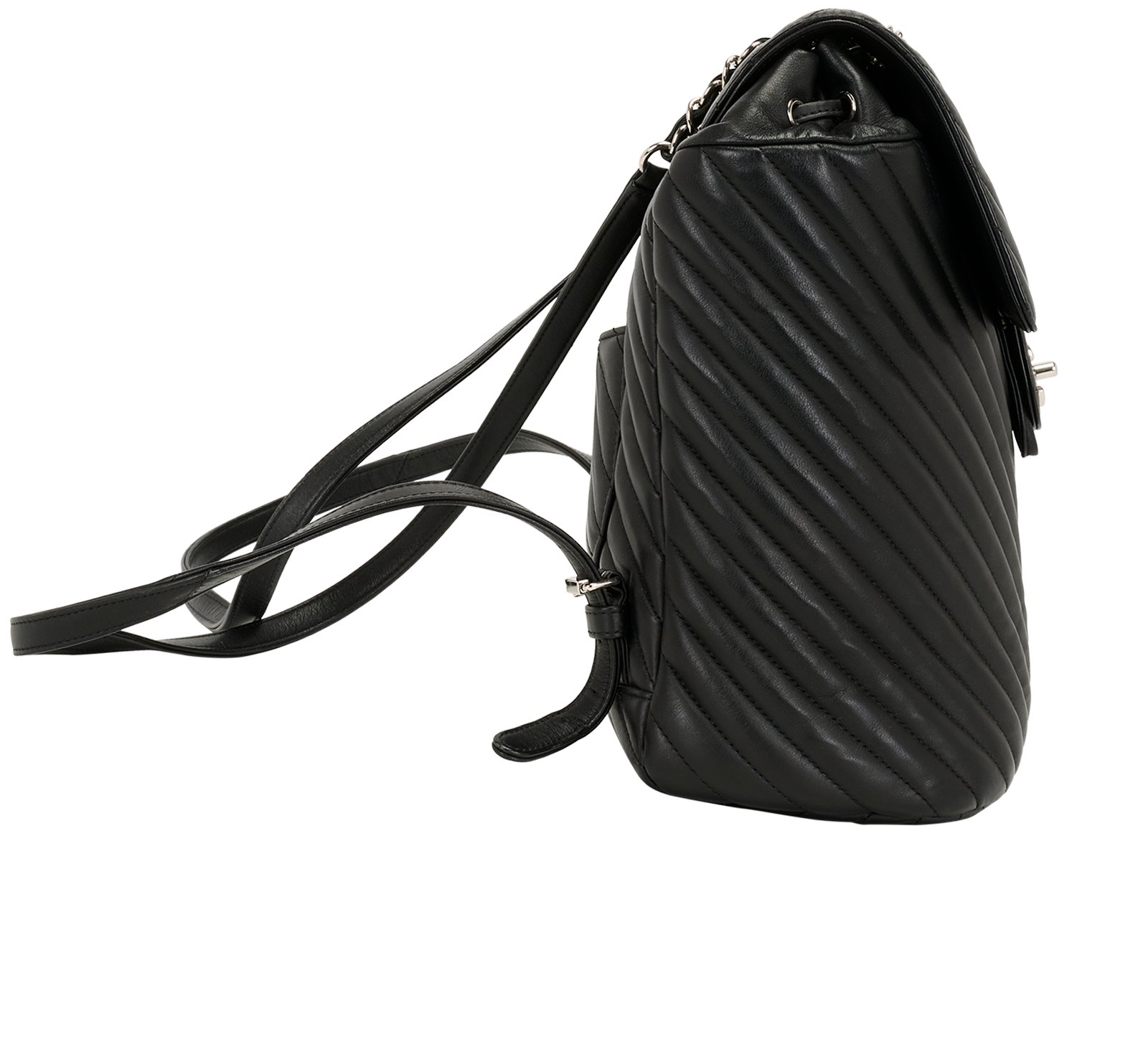 Urban Spirit Chevron Backpack, &pound;2,500, Handbags, Black, Lambskin Leather, Side view